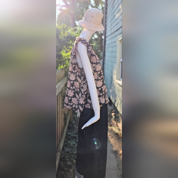 Light Cotton MKT Blue,cream & Rust V Neck Top Size 12, Short Sleeve - Picture 5 of 14